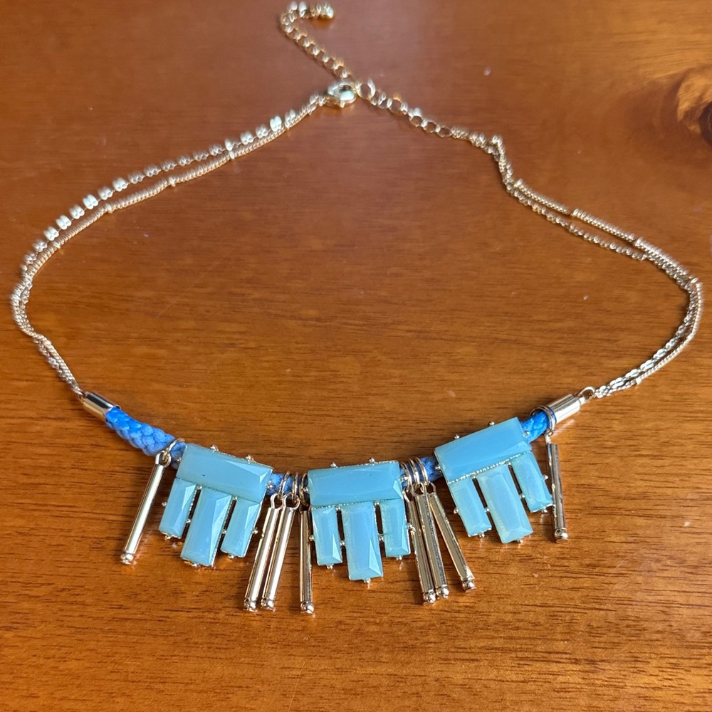 Elegant Gold and Blue Necklace